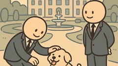 Dowcip: Dyplomata mówi „Miły piesek!” i szuka kamienia